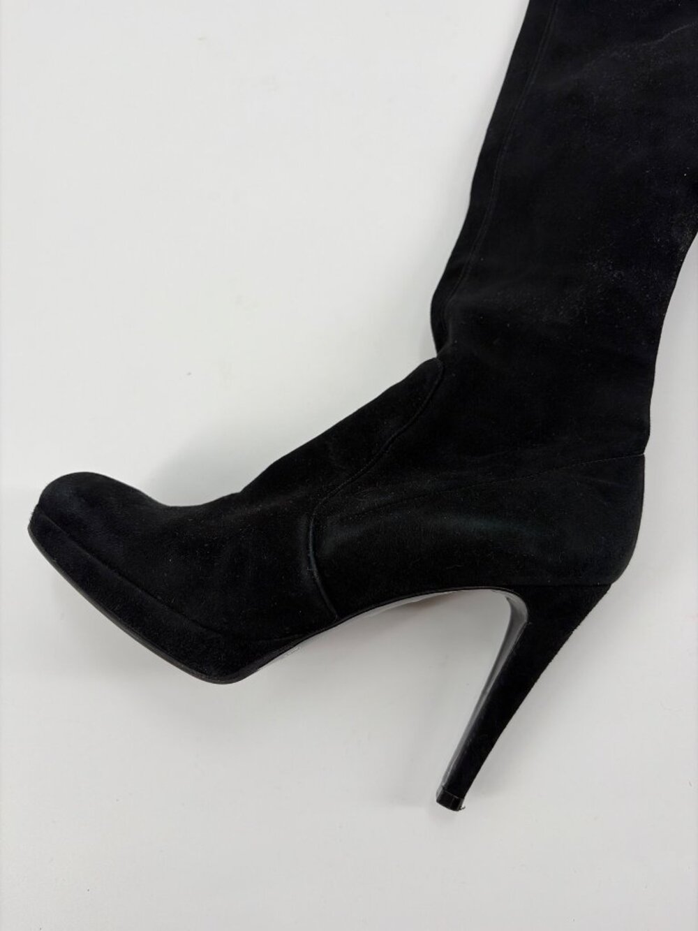L.K. Bennett Belle Black Suede Womens Knee-High Stiletto Heel Boots Womens 7 - Picture 9 of 9